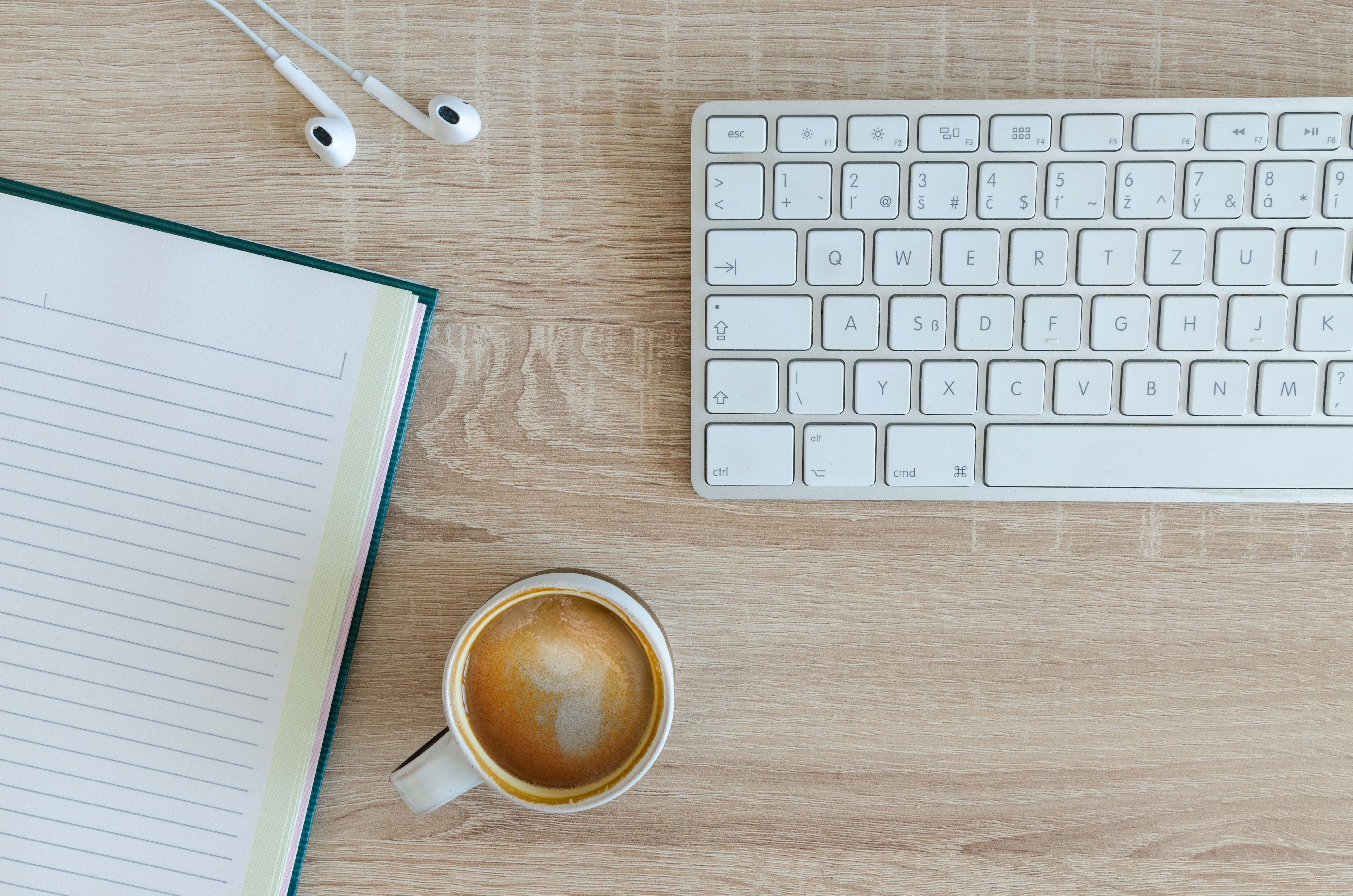 study desk with coffee